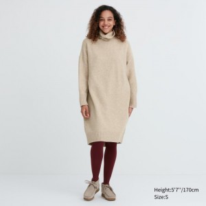 Sukienka Damskie Uniqlo Souffle Yarn Turtleneck Beżowe,Uniqlo Polska | U041778