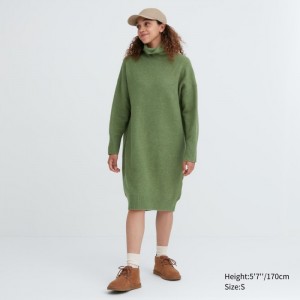 Sukienka Damskie Uniqlo Souffle Yarn Turtleneck Zielone,Uniqlo Polska | L219261