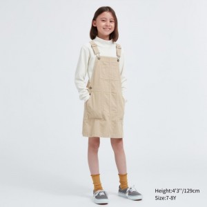 Sukienka Dziecięce Uniqlo Corduroy Jumper Beżowe,Uniqlo Polska | C622283