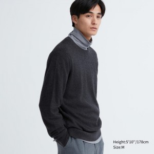 Sweter Damskie Uniqlo Cashmere Crew Neck Long-Sleeve Ciemny Szare,Uniqlo Polska | G853779