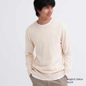 Sweter Damskie Uniqlo Cashmere Crew Neck Long-Sleeve Natural,Uniqlo Polska | W961712