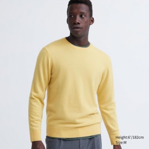 Sweter Damskie Uniqlo Cashmere Crew Neck Long-Sleeve Żółte,Uniqlo Polska | Y590104