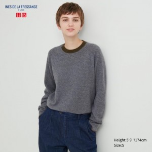 Sweter Damskie Uniqlo Cashmere Crew Neck Long-Sleeve Ciemny Szare,Uniqlo Polska | L060171