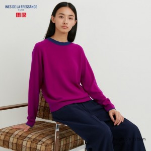 Sweter Damskie Uniqlo Cashmere Crew Neck Long-Sleeve Różowe,Uniqlo Polska | G173347
