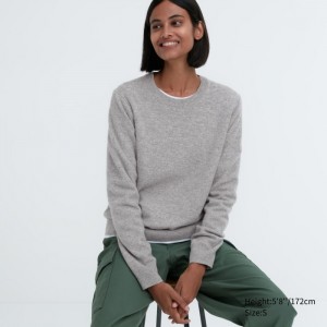 Sweter Damskie Uniqlo Cashmere Crew Neck Long-Sleeve Szare,Uniqlo Polska | H341935