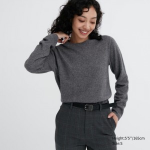 Sweter Damskie Uniqlo Cashmere Crew Neck Long-Sleeve Szare,Uniqlo Polska | B775995
