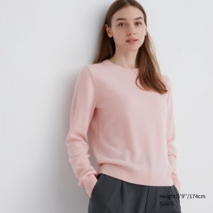 Sweter Damskie Uniqlo Cashmere Crew Neck Long-Sleeve Różowe,Uniqlo Polska | V379783