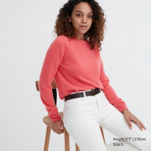 Sweter Damskie Uniqlo Cashmere Crew Neck Long-Sleeve Różowe,Uniqlo Polska | Y581955