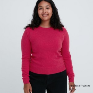 Sweter Damskie Uniqlo Cashmere Crew Neck Long-Sleeve Różowe,Uniqlo Polska | U540227