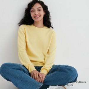 Sweter Damskie Uniqlo Cashmere Crew Neck Long-Sleeve Żółte,Uniqlo Polska | O902668