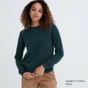 Sweter Damskie Uniqlo Cashmere Crew Neck Long-Sleeve Ciemny Zielone,Uniqlo Polska | S032837