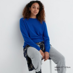 Sweter Damskie Uniqlo Cashmere Crew Neck Long-Sleeve Niebieskie,Uniqlo Polska | F368630