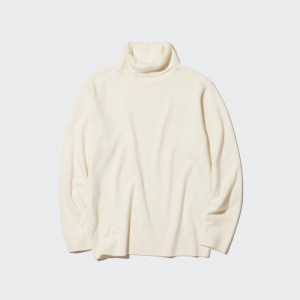 Sweter Damskie Uniqlo Cashmere Turtleneck Long-Sleeve (2022 Edition) Białe,Uniqlo Polska | G514538