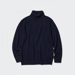 Sweter Damskie Uniqlo Cashmere Turtleneck Long-Sleeve (2022 Edition) Granatowe,Uniqlo Polska | L541688