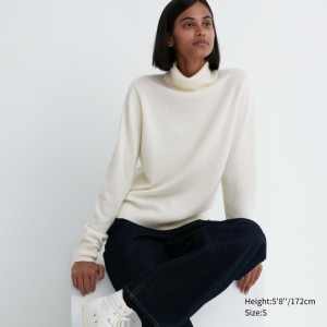 Sweter Damskie Uniqlo Cashmere Turtleneck Białe,Uniqlo Polska | K257321