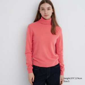 Sweter Damskie Uniqlo Cashmere Turtleneck Różowe,Uniqlo Polska | E531224