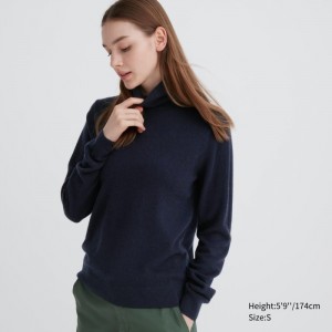 Sweter Damskie Uniqlo Cashmere Turtleneck Granatowe,Uniqlo Polska | Z088859