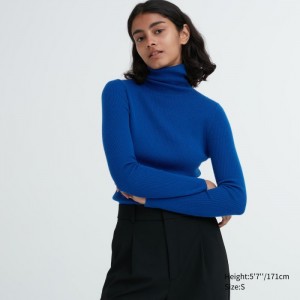 Sweter Damskie Uniqlo Extra Fine Merino Ribbed Turtleneck Long-Sleeve Niebieskie,Uniqlo Polska | E950023