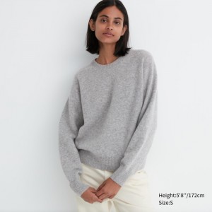 Sweter Damskie Uniqlo Premium Lambswool Crew Neck Long-Sleeve Głęboka Szare,Uniqlo Polska | M474228