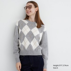 Sweter Damskie Uniqlo Premium Lambswool Long-Sleeve Crew Neck Głęboka Szare,Uniqlo Polska | X713254