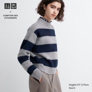Sweter Damskie Uniqlo Premium Lambswool Long-Sleeve Szare,Uniqlo Polska | W366721