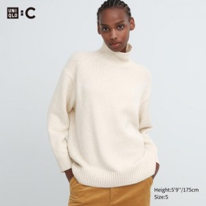Sweter Damskie Uniqlo Soft Knit High Neck Long-Sleeve Białe,Uniqlo Polska | F209329