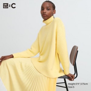 Sweter Damskie Uniqlo Soft Knit High Neck Long-Sleeve Żółte,Uniqlo Polska | W866047