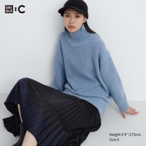 Sweter Damskie Uniqlo Soft Knit High Neck Long-Sleeve Niebieskie,Uniqlo Polska | W538438