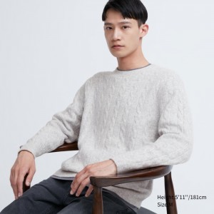 Sweter Damskie Uniqlo Souffle Yarn Cable Crew Neck Long-Sleeve Głęboka Szare,Uniqlo Polska | E706531