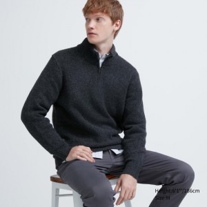 Sweter Damskie Uniqlo Souffle Yarn Half-Zip Long-Sleeve Ciemny Szare,Uniqlo Polska | X846158