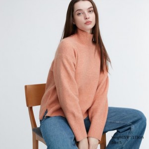 Sweter Damskie Uniqlo Souffle Yarn High Neck Long-Sleeve Różowe,Uniqlo Polska | D270925