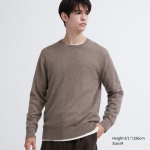 Sweter Męskie Uniqlo Cashmere Crew Neck Long-Sleeve Brązowe,Uniqlo Polska | A001577