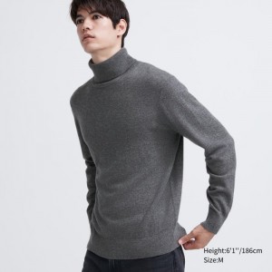 Sweter Męskie Uniqlo Cashmere Turtleneck Long-Sleeve Szare,Uniqlo Polska | V395822