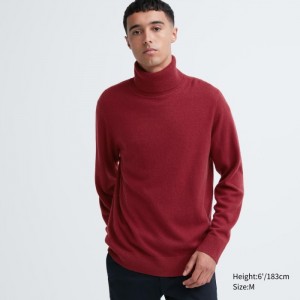 Sweter Męskie Uniqlo Cashmere Turtleneck Long-Sleeve Wine,Uniqlo Polska | B388706