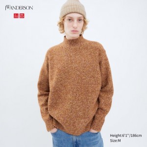 Sweter Męskie Uniqlo Souffle Yarn Mock Neck Pomarańczowe,Uniqlo Polska | S233305