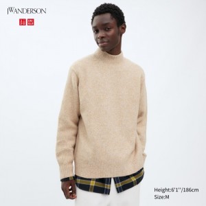 Sweter Męskie Uniqlo Souffle Yarn Mock Neck Natural,Uniqlo Polska | U696940