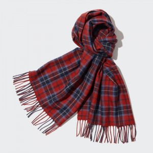 Szaliki Damskie Uniqlo HEATTECH Checked Wine,Uniqlo Polska | G384151