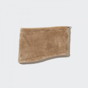 Szaliki Damskie Uniqlo HEATTECH Fluffy Yarn Fleece Neck Warmer Beżowe,Uniqlo Polska | S216044