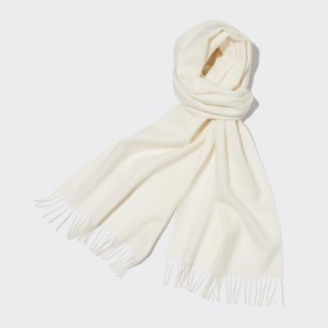 Szaliki Męskie Uniqlo Cashmere Białe,Uniqlo Polska | K525879