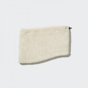 Szaliki Męskie Uniqlo HEATTECH Fluffy Yarn Fleece Neck Warmer Białe,Uniqlo Polska | V928335