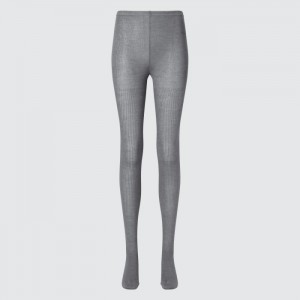Tights Damskie Uniqlo HEATTECH Ribbed Knitted Szare,Uniqlo Polska | X728356