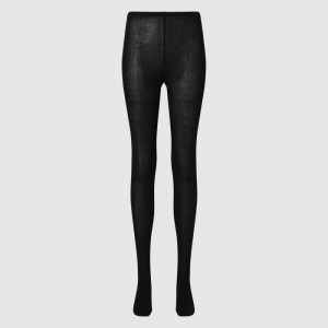 Tights Damskie Uniqlo HEATTECH Ribbed Knitted Czarne,Uniqlo Polska | W678418