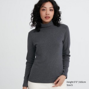 Undershirts Damskie Uniqlo HEATTECH Ultra Warm High Neck T-Shirt Ciemny Szare,Uniqlo Polska | Q043042