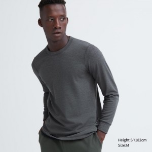 Undershirts Męskie Uniqlo HEATTECH Ultra Warm Crew Neck Long-Sleeve T-Shirt Ciemny Szare,Uniqlo Polska | G099524